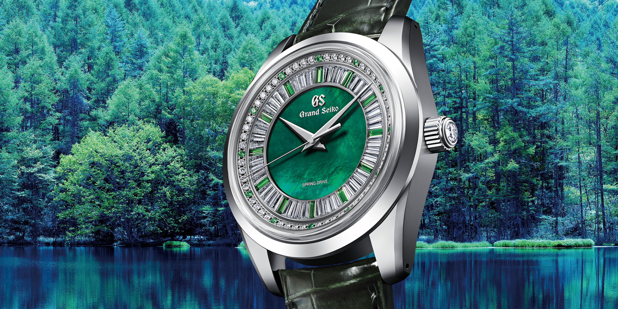Frozen waterfall Jily Su in winter. Landscape of mountains with Grand_Seiko_Spring_Drive_GMT_SBG295-hero-thumbnail